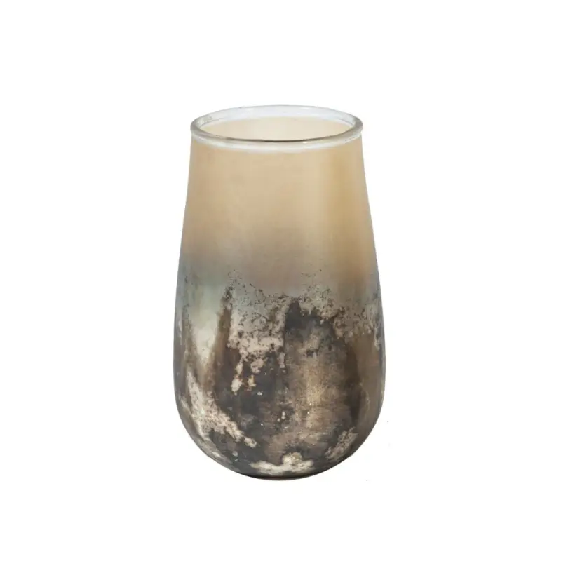 Premium Oldenhof vaas ø 9 x 16 cm glas zwart/goudkleurig