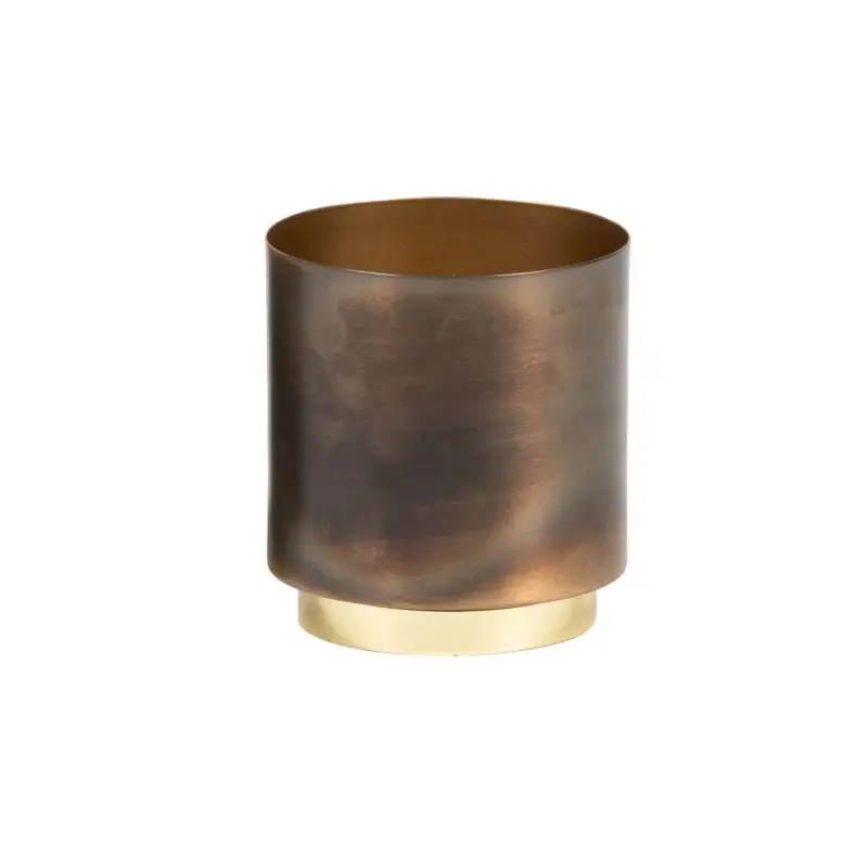 Oldenhof waxinelichthouder ø 10,5 x 11 cm metaal bruin/goudkleurig Betaalbaar