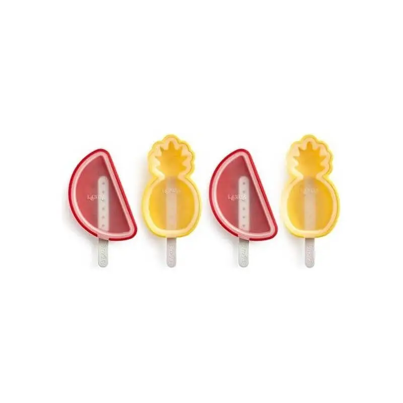 Lékué Fun & Sun ijsvorm watermeloen ananas silicone rood 4 stuks Meest Verkocht