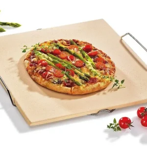 Küchenprofi pizzasteen met houder 35 x 38 cm keramiek beige Betaalbaar