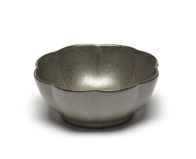 Serax INKU by Sergio Herman kom geribbeld XL ø 15 cm h 6 cm aardewerk groen Express Levering
