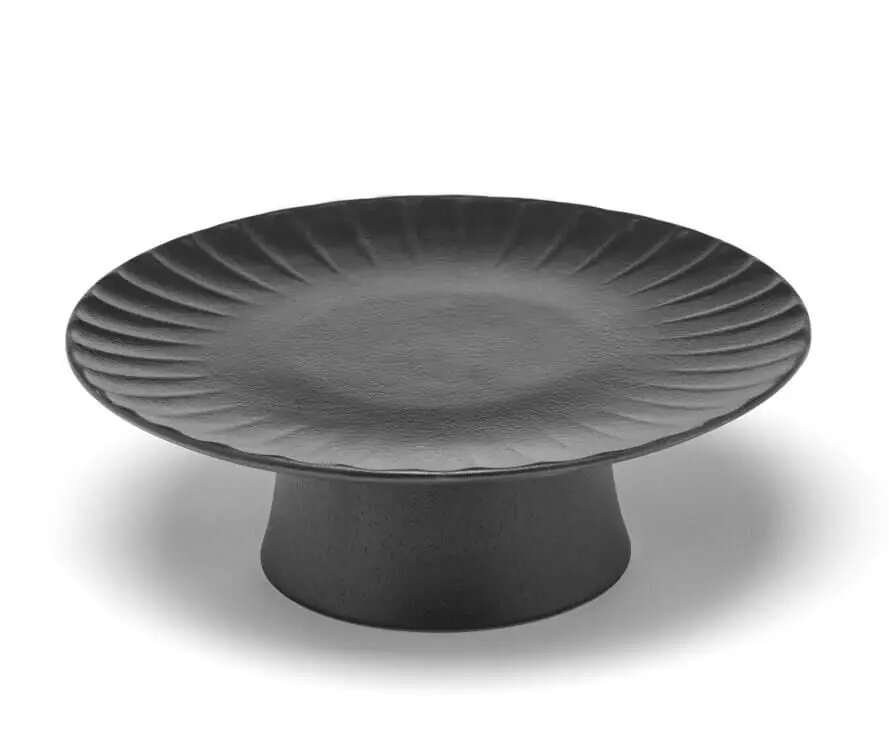 Seizoensaanbieding Serax INKU by Sergio Herman taartplateau M ø 21 cm h 8 cm aardewerk zwart