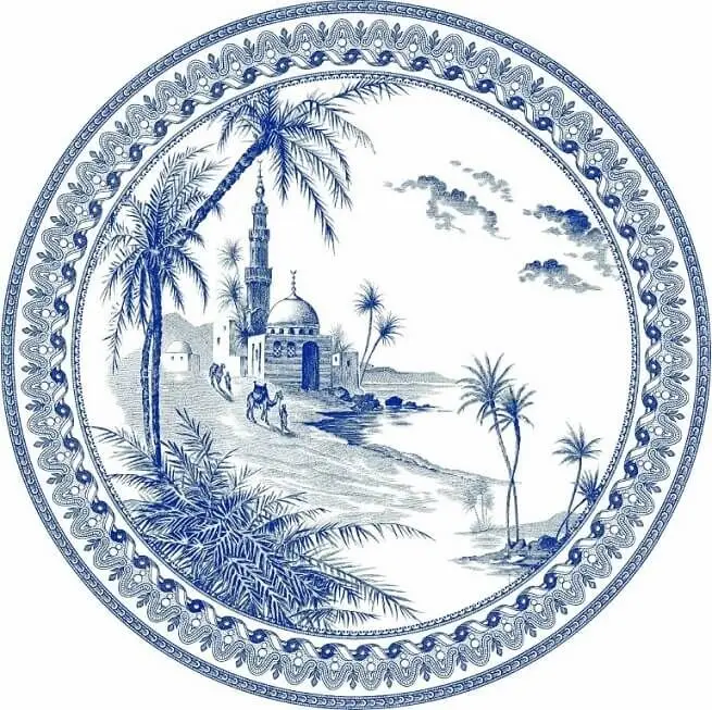 Gien Les Dépareillées-bleu Vues d'Orient dinerbord ø 27,4 cm keramiek blauw Lage Prijs