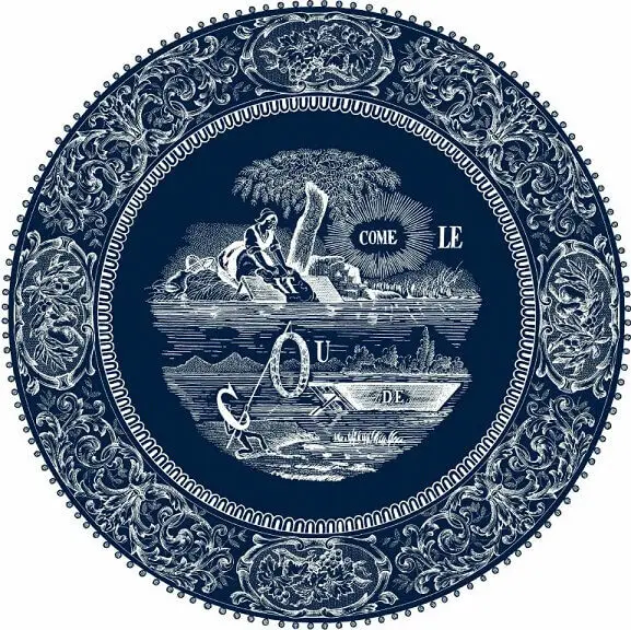 Lage Kosten Gien Les Dépareillées-bleu Rébus dessertbord ø 23,2 cm keramiek blauw