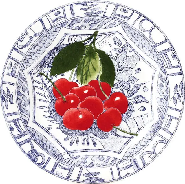 Meest Verkocht Gien Oiseau Bleu Fruits Cerises gebaksbord ø 16,5 cm keramiek