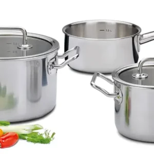 Spring Brigade pannenset met glasdeksels rvs 3-delig Nieuw