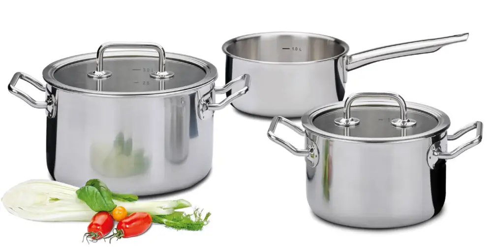 Spring Brigade pannenset met glasdeksels rvs 3-delig Nieuw