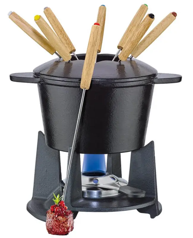 Flitsaanbieding Spring Grenoble kaasfondueset ø 16 cm 8-persoons gietijzer mat zwart