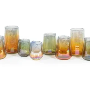 Favoriet Oldenhof waxinelichthouder ø 7 cm x 10 cm glas multicolor geel