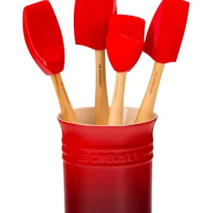 Le Creuset pollepelpot met 4 Premium spatels kersrood 5-delig Actieprijs