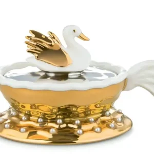 Betaalbaar Alessi Narcissus beeldje 7 x 12 cm porselein wit/goudkleurig