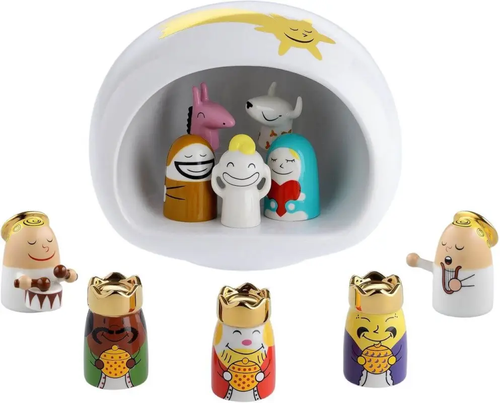 Merkproduct Alessi Presepe kerststal 16 cm porselein wit 11-delig