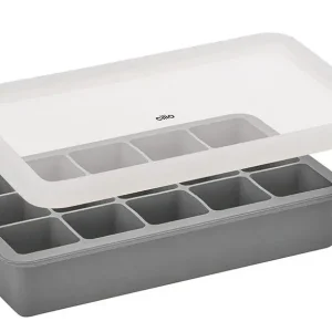 Fabrieksprijs Cilio Blocks ijsblokjesvorm met deksel 18,7 x 11,8 cm silicone grijs