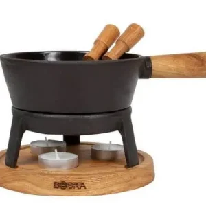 Hoge Kwaliteit Boska Pro S kaasfondueset 700 ml gietijzer/hout zwart
