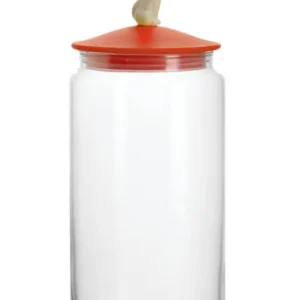 Aanbieding Alessi MiòJar voorraadpot voor kattenvoer ø 10,5 cm h 27 cm glas/kunststof rood/oranje