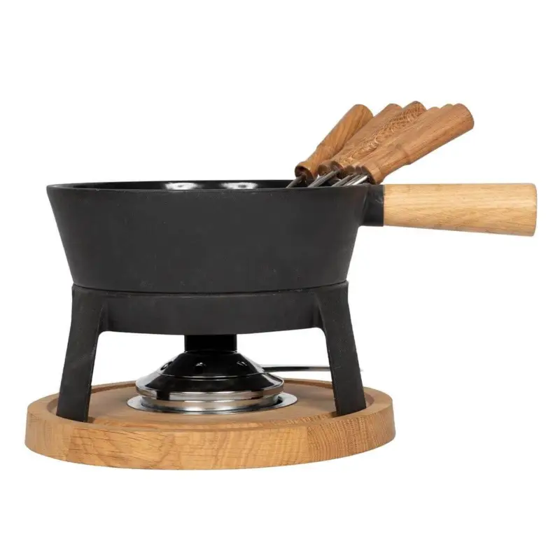 Rechtstreeks Van De Fabrikant Boska Pro L kaasfondueset 1,8 liter gietijzer/hout zwart