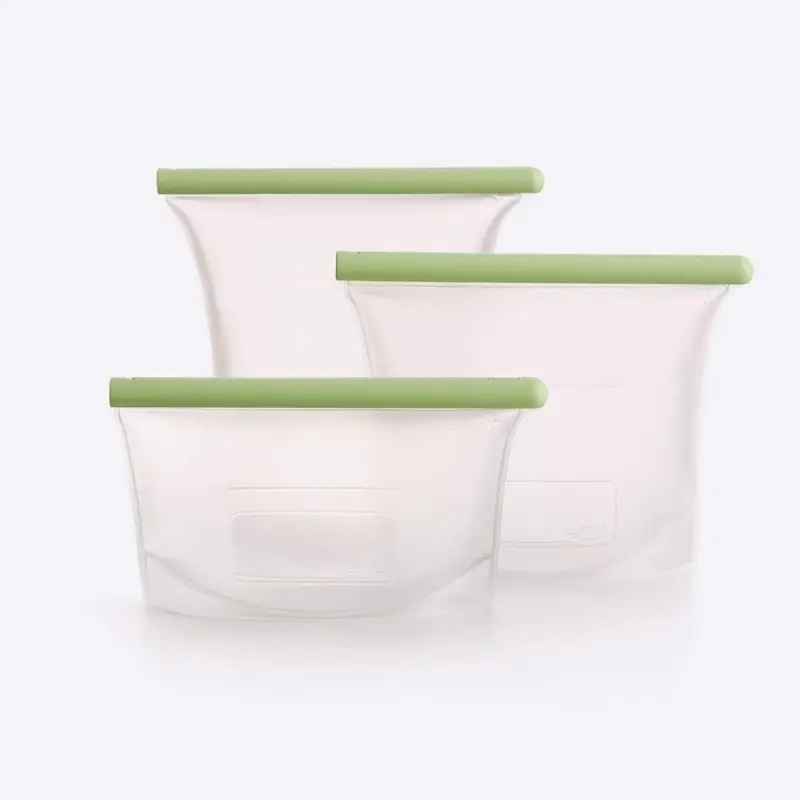Lékué herbruikbare voorraadzakken silicone transparant/groen 3-delig Snelle Levering