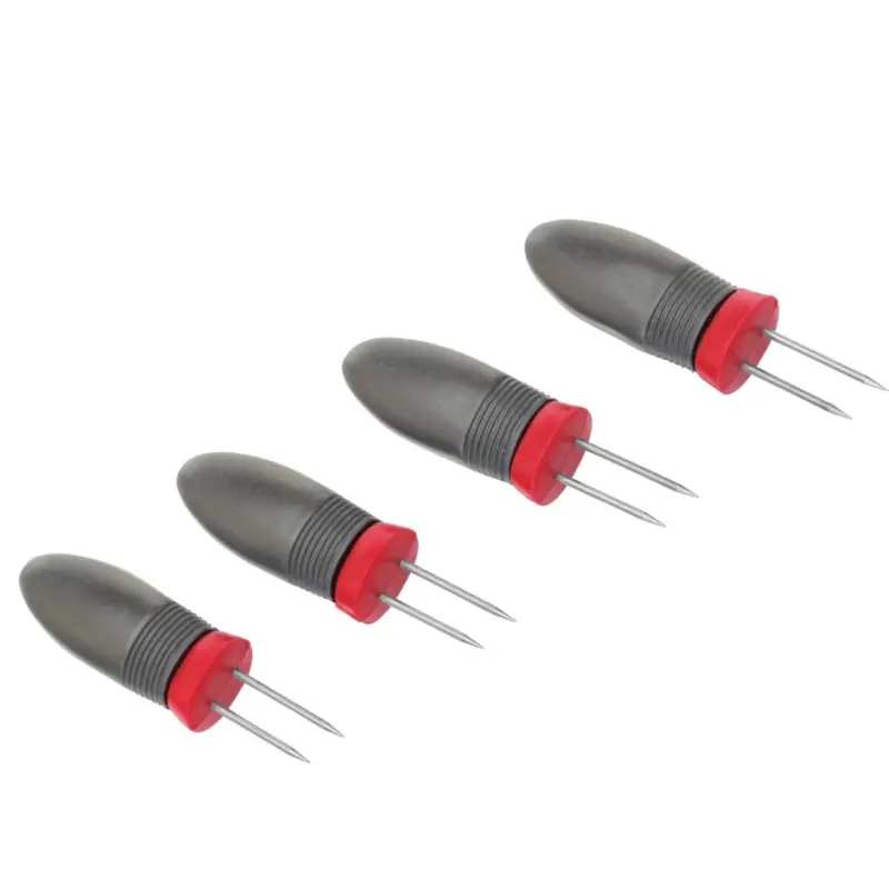 Westmark maiskolfhouders 7,5 cm rvs/kunststof rood/zwart 4 stuks Op = Op