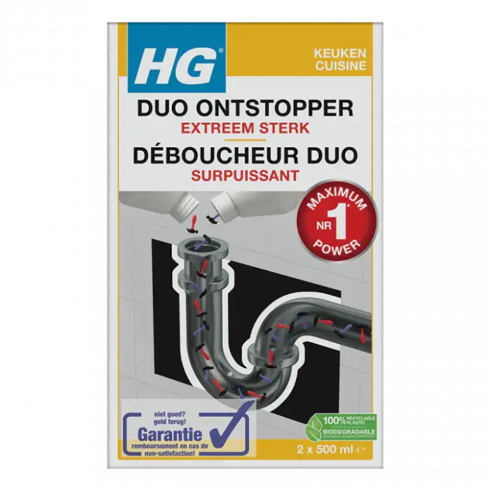 HG duo ontstopperAfvoerontstopper voor hardnekkige verstoppingen 343100100 Alleen Vandaag