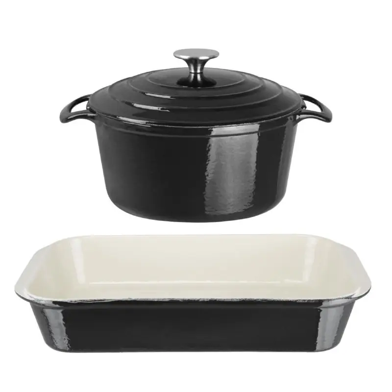 Vogue Braadpan en Ovenschaal Set | 2-delig | Gietijzer | Antiaanbaklaag Premium