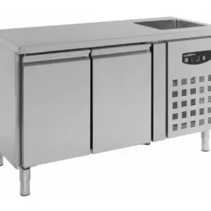 Combisteel 2 deurs koelwerkbank met spoelbak | 151 x 70 x 96 Betrouwbaar