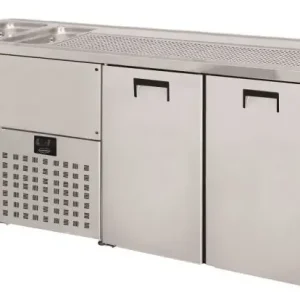 Lage Prijs Combisteel 2 deurs | RVS bierfust koeler | 2 spoelbakkenlinks