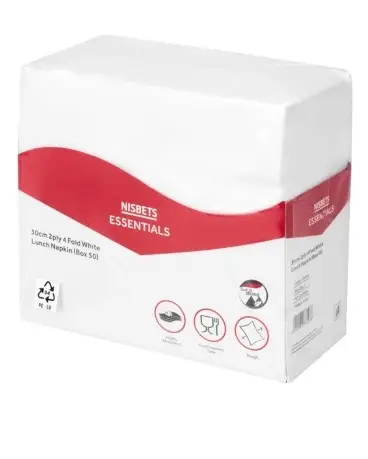 Populair HorecaTraders 2-Laags 4-Voudige Witte Lunchservetten (50 stuks)