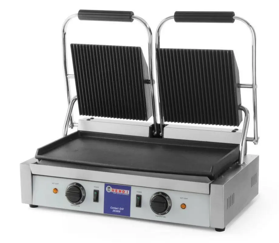 Hendi Contactgrill dubbel | 57x37x21 cm Laatste Kans