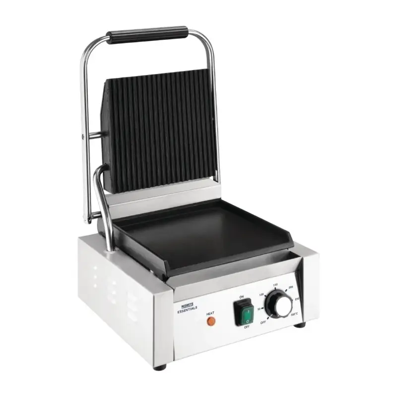 HorecaTraders Contactgrill | Groef/glad | 1800W | 36 x 31 x 36 cm Finale Uitverkoop