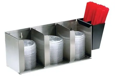 Betrouwbaar HorecaTraders Deksel- en Rietjesverdeler - 3 Vakken - RVS - 435x130x165mm