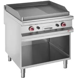 HorecaTraders Diamond Rvs bakplaat gas met onderstel | (B) 800 (D) 900 x (H) 850/920mm Rechtstreeks Van De Fabrikant