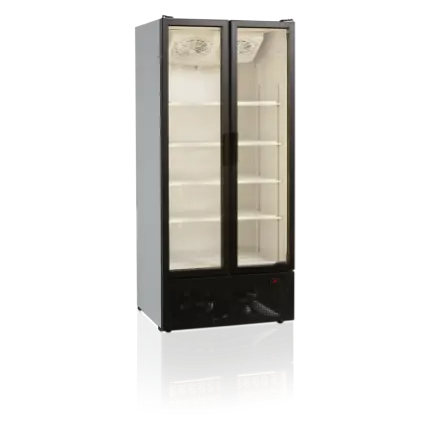 HorecaTraders Displaykoeler | 2 Glazen deuren | Zwart | 89 x 74 x 199 cm Uitverkoop