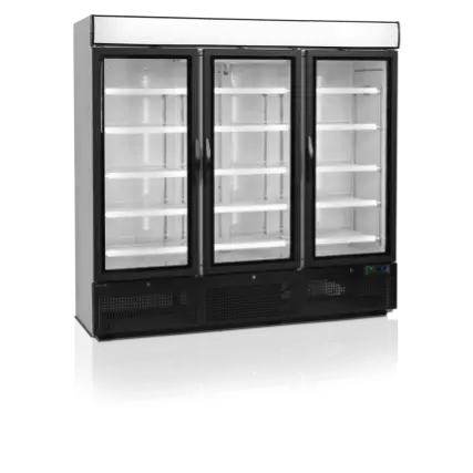 HorecaTraders Displaykoeler | Zwart | 3 Glazen deuren | 206 x 70 x 199 cm Uitverkoop