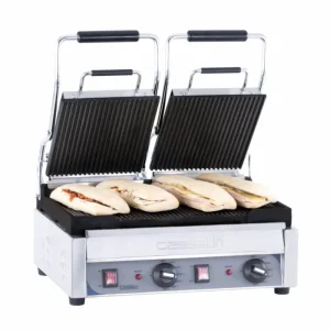 Casselin Dubbele contact grill geribbeld | 445 x 242mm Betaalbaar