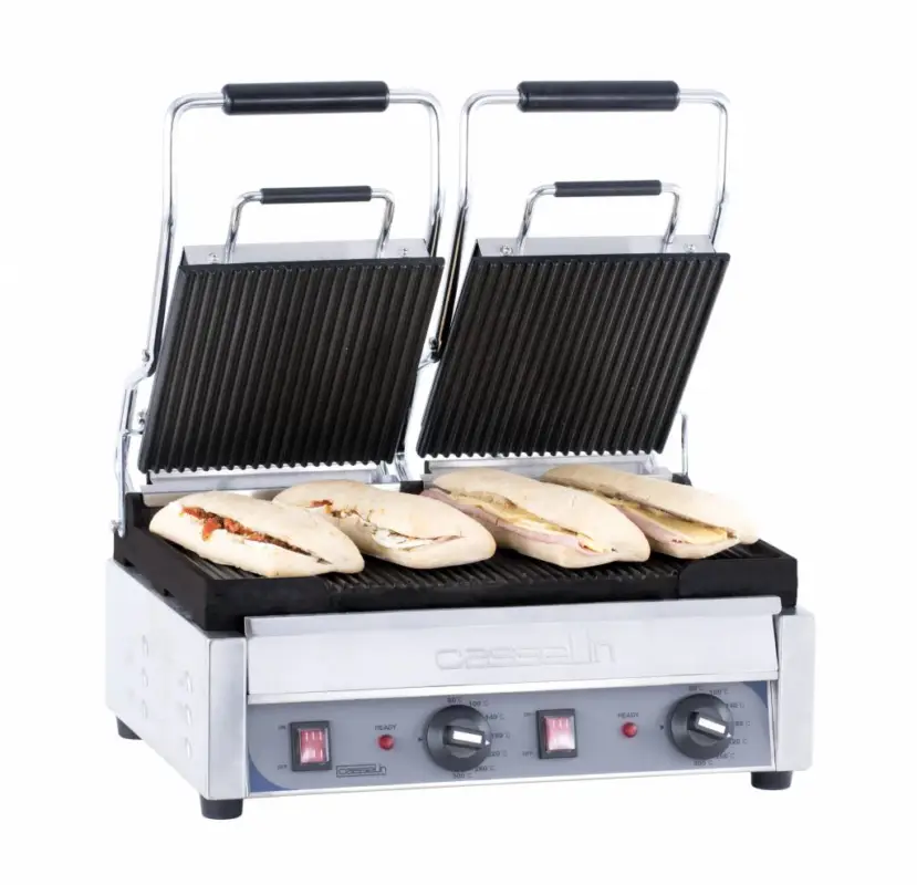 Casselin Dubbele contact grill geribbeld | 445 x 242mm Betaalbaar