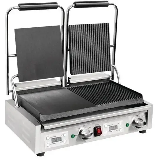 Seizoensaanbieding Buffalo dubbele contactgrill 2.9kW glad/groef