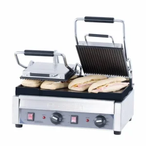 Dagaanbieding Casselin Dubbele Contactgrill Glad/Geribbeld | 490 x 520mm