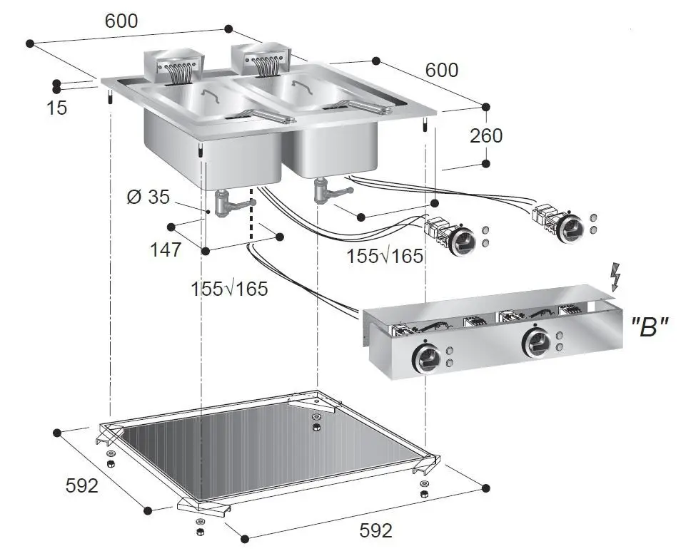 Combisteel Dubbele elektrische friteuse | 2x10 L | 400 V / 11 kW Aanbieding