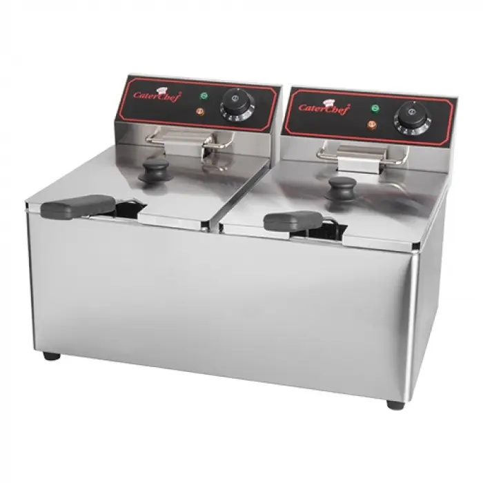 Exclusieve Aanbieding CaterChefDubbele friteuse | 2 x 8L | EGO thermostaat