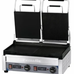 Casselin Dubbele rvs Contact Panini Grill | Smooth / gegroefde Betrouwbaar