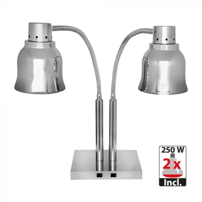 CaterChef Dubbele warmhoudlamp 250W | RVS | 27x22x65(H) cm Flitsaanbieding