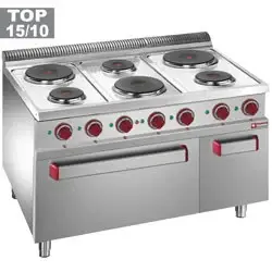 Hete Deal HorecaTraders Elektrisch fornuis met 6 kookplaten en elektrische oven 2/1 GN