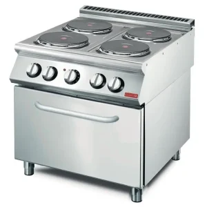 Gastro-M Elektrisch fornuis met heteluchtoven | 4 kookplaten | RVS | 87(h)x80(b)x73(d)cm Beste Prijs