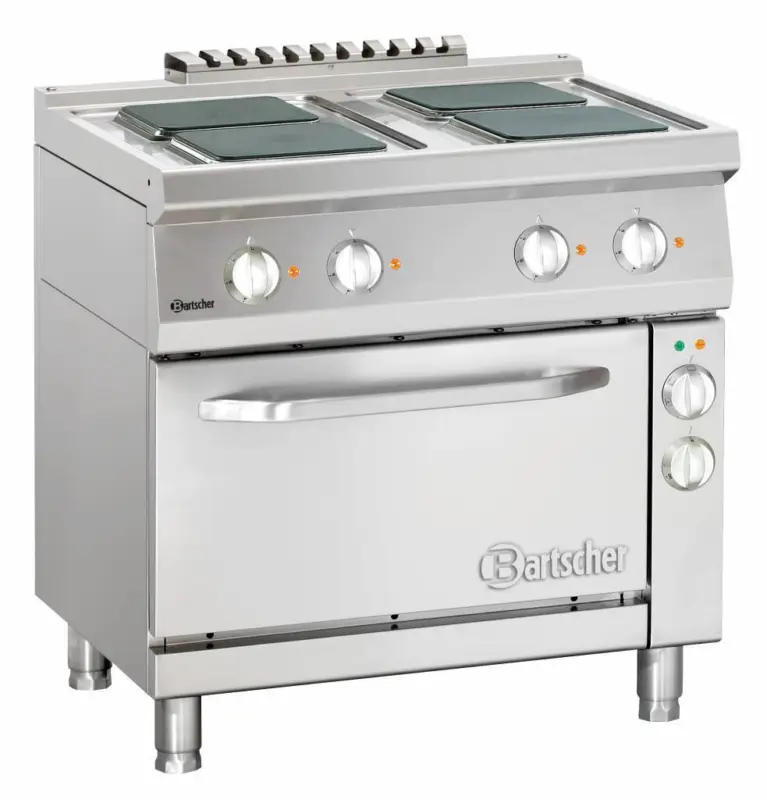 Bartscher elektrisch fornuis met oven | 4 vierkante platen Uitverkoop