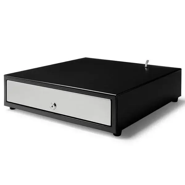 Actieprijs HorecaTraders Kassalade 410 Standaard+ Zwart/RVS 8 Muntvakken + 4 Biljetvakken Elektrisch (12V/24V) 410x415x110mm