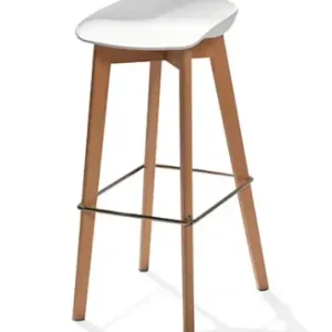 Uitverkoop HorecaTraders Keeve Barkruk Laag | 47x53x(h)90cm | Wit-Bruin