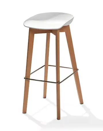 Uitverkoop HorecaTraders Keeve Barkruk Laag | 47x53x(h)90cm | Wit-Bruin