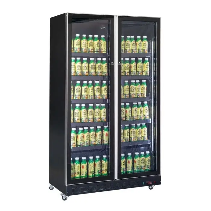 Combisteel Koelkast | 2 Glasdeuren | 198(h)x60x125cm | Zwart Direct Beschikbaar