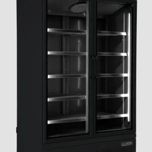 Speciale Aanbieding Combisteel Koelkast 2 Glasdeuren | RVS | 1000 L | Zwart binnen + Buiten