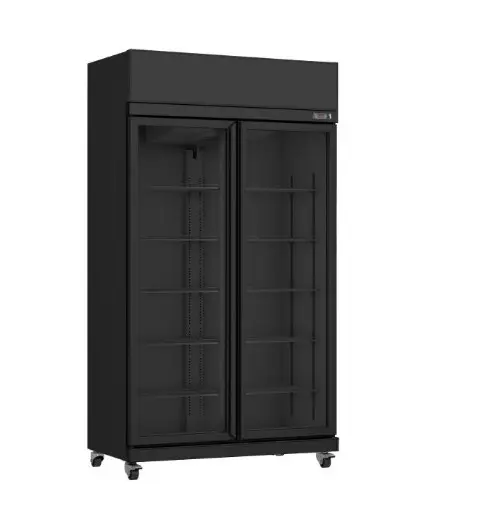 Snelle Levering Combisteel Koelkast 2 glasdeuren zwart110 cm * 59cm * 200 cm